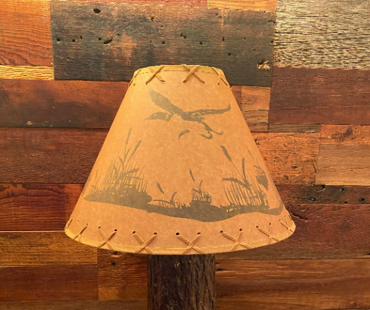 Rustic Oil Kraft Laced Scenic Lamp Shade - Loon