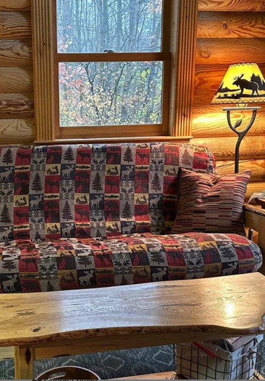 Rustic Oil Kraft Laced Scenic Lamp Shade - Moose