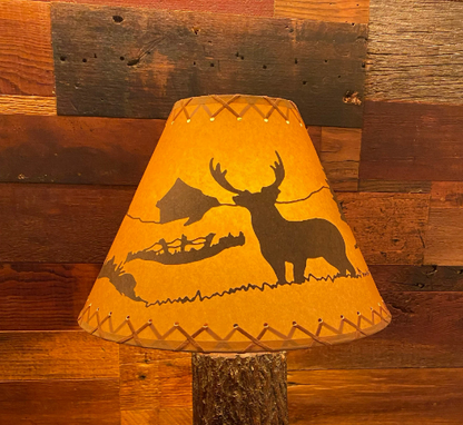 Rustic Oil Kraft Laced Scenic Lamp Shade - Deer