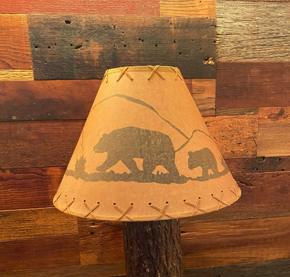 Rustic Oil Kraft Laced Scenic Lamp Shade - Bear