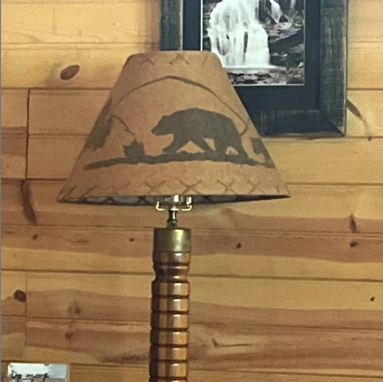 Rustic Oil Kraft Laced Scenic Lamp Shade - Bear