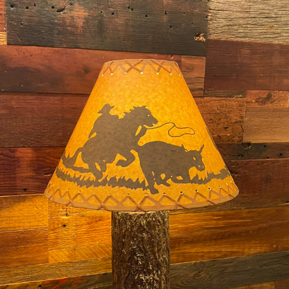 Rustic Oil Kraft Laced Scenic Lamp Shade - Cowboy