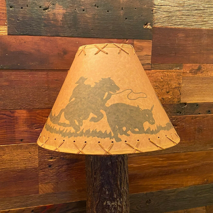 Rustic Oil Kraft Laced Scenic Lamp Shade - Cowboy