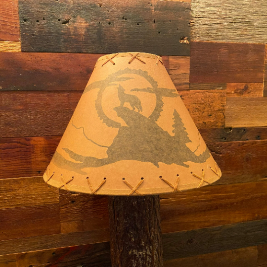 Rustic Oil Kraft Laced Scenic Lamp Shade - Coyote