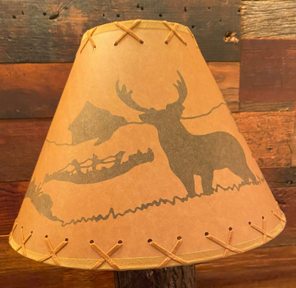 Rustic Oil Kraft Laced Scenic Lamp Shade - Deer