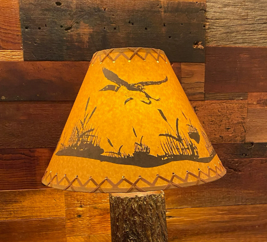 Rustic Oil Kraft Laced Scenic Lamp Shade - Flying Loon