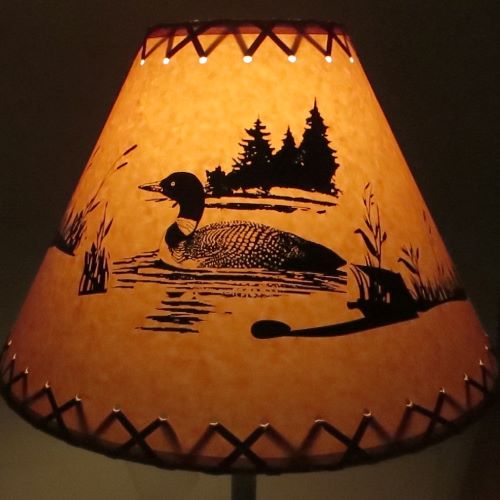 Rustic Oil Kraft Laced Scenic Lamp Shade - Loon