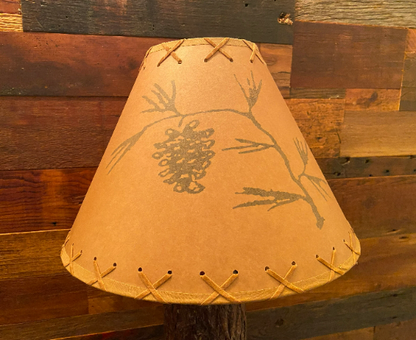 Rustic Oil Kraft Laced Scenic Lamp Shade - Pinecone