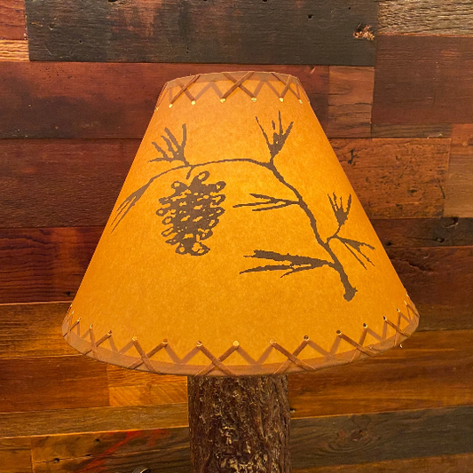 Rustic Oil Kraft Laced Scenic Lamp Shade - Pinecone