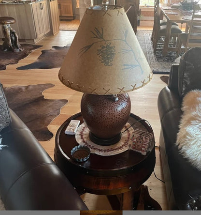 Rustic Oil Kraft Laced Scenic Lamp Shade - Pinecone