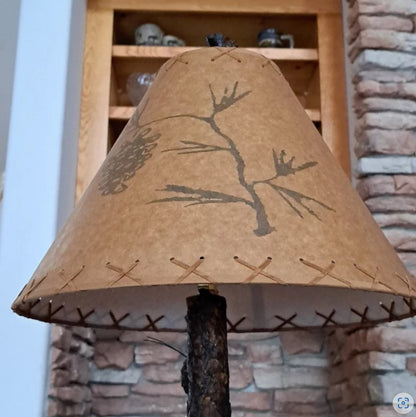 Rustic Oil Kraft Laced Scenic Lamp Shade - Pinecone