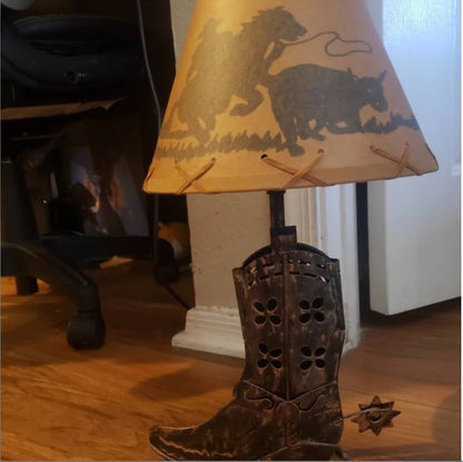 Rustic Oil Kraft Laced Scenic Lamp Shade - Cowboy