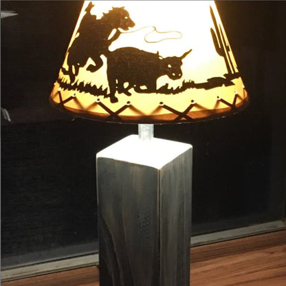 Rustic Oil Kraft Laced Scenic Lamp Shade - Cowboy