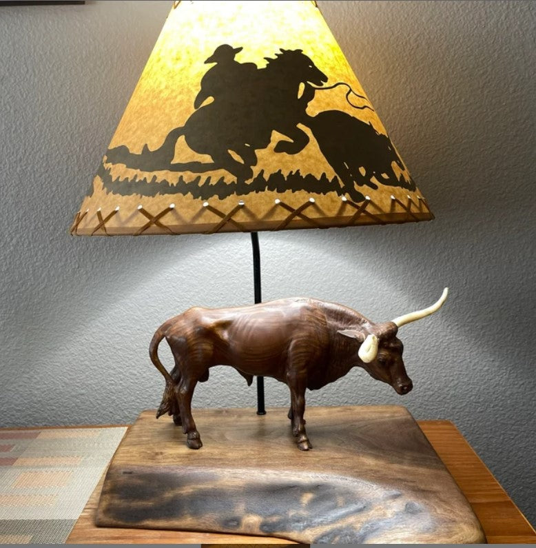 Rustic Oil Kraft Laced Scenic Lamp Shade - Cowboy